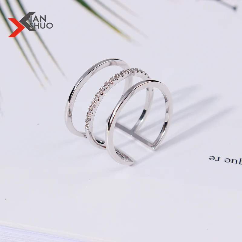 Медное обручальное кольцо с камнями CZ Серебряное металлическое манжетами для