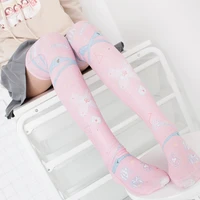 free shipping cute pink kawaii thigh high stockings women nylon sexy lovely long thin stocking medias over knee stockings summer