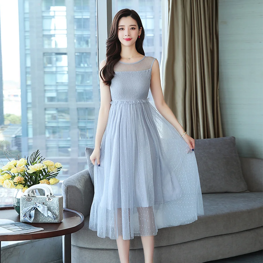 Летние винтажные сандалии с синего цвета из шифона в богемном стиле милые платья