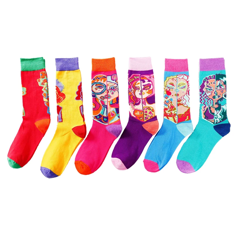 6 пар в партии Wo мужские носки s забавные хлопок Harajuku стиль|Носки| |