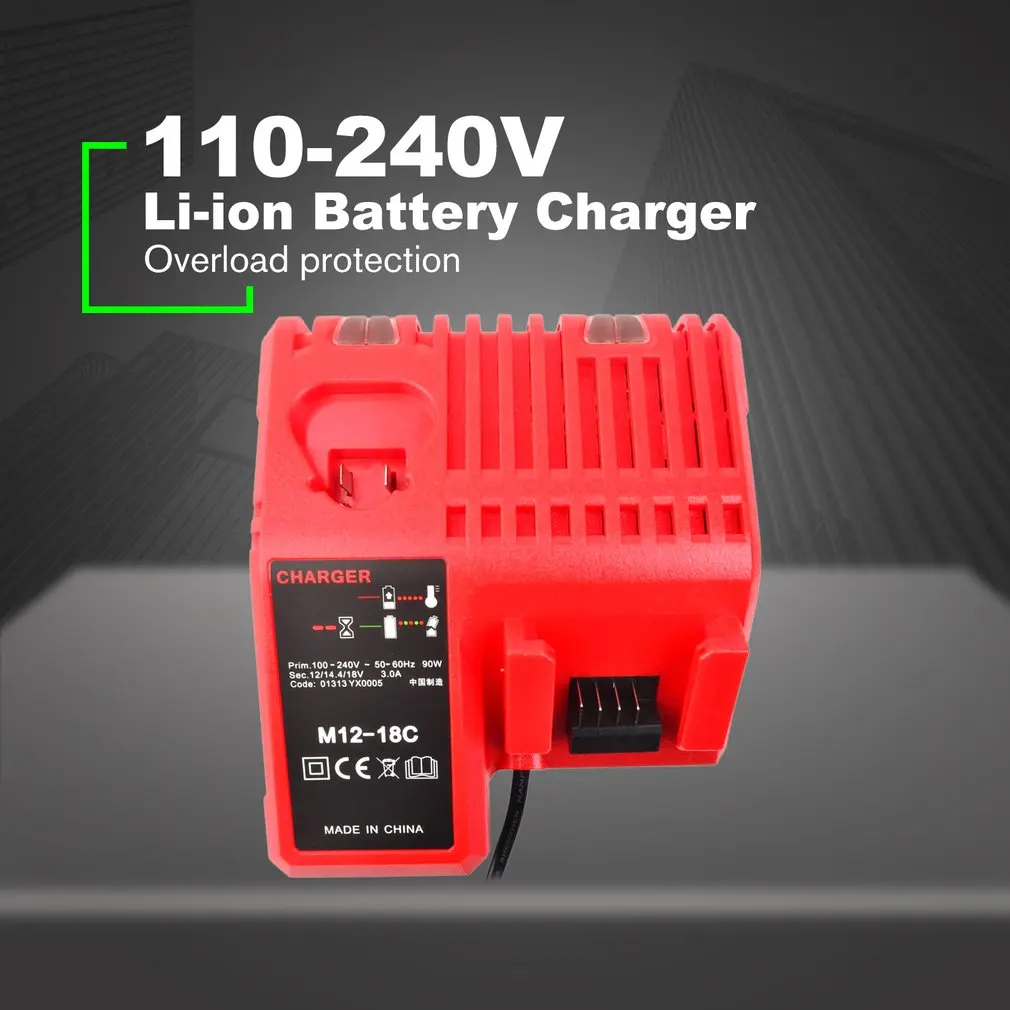 

Сменное зарядное устройство 110-240 В литий-ионное зарядное устройство Milwaukee M12-M18C 48-11-1815 48-11-1828 48-11-2401 48-11-2402 EU/UK/US/AU