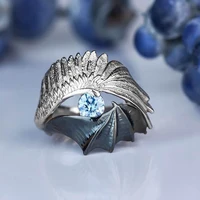 new retro hot selling zircon ring ladies ring gift european and american fashion creative punk devil wings zircon ring jewelry