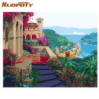 ruopoty diy painting by number spring house landscape acrylic paint color handmade drawing by number for adults on canvas