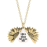 life is tough but so are you engraved necklace inspirational sunflower locket necklace jewelry for women girlfriend