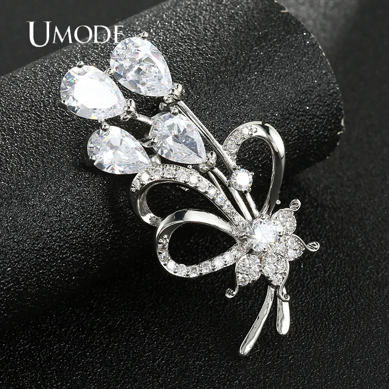 

UMODE Vintage Style Imitation AAA+CZ Flower Brooches for Women Fashion Jewelry Delicate Brooche and Pins Christmas Gifts UX0064