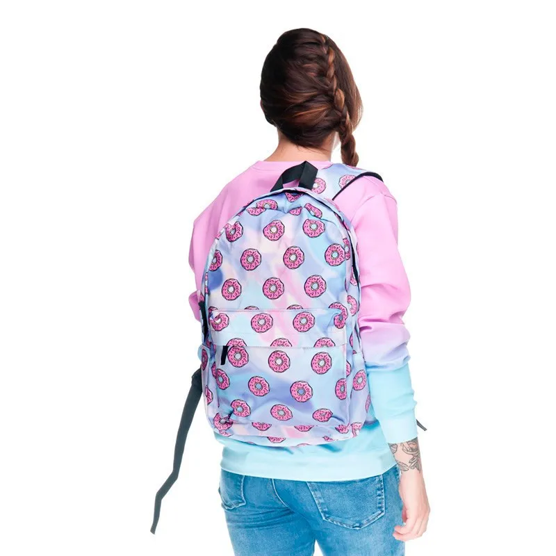 

Colorful Reflective Donut Pattern Women's Backpack Fashion Sports Backpack Cute Student Schoolbag Mobile Phone Notebook Storage