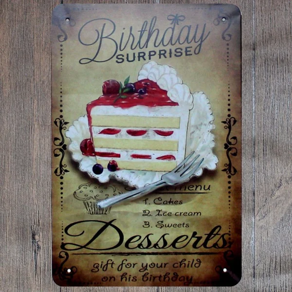 

Metal Tin Sign BIRTHDAY SURPRISE Bar Pub Vintage Retro Poster Cafe ART