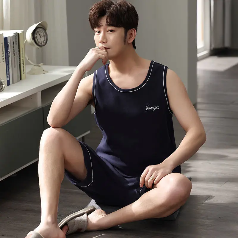 

Men's pajamas summer suit men's ultra-thin loose oversized vest home service