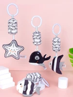 baby rattles mobiles baby bed accessories kids crib bell hangings black and white hand painted windbell ocean theme cartoon fish