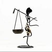 home farm african girl candlestick romantic character sculpture iron figure metal candle holder home decoration birthday gift