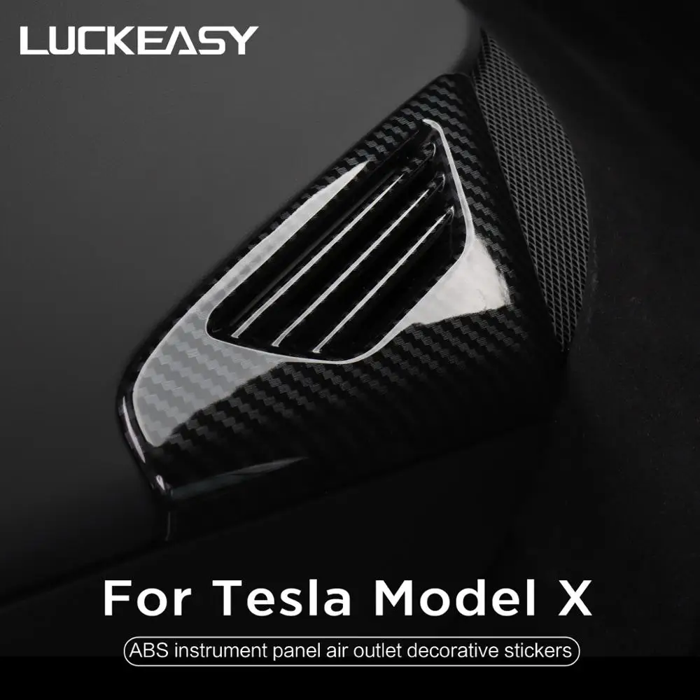 

LUCKEASY instrument panel air outlet decorative stickers Patch For Tesla Model X 2017-2022 Imitation carbon fiber 2pcs/set