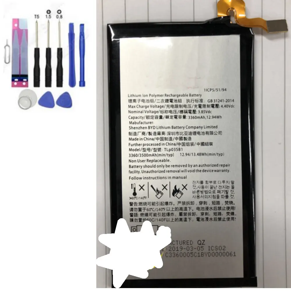 

3500mah 3.85v 13.48WH TLP035B1 Original Original battery for BlackBerry Keytwo KEY2 Smartphone batteries+TOOLS