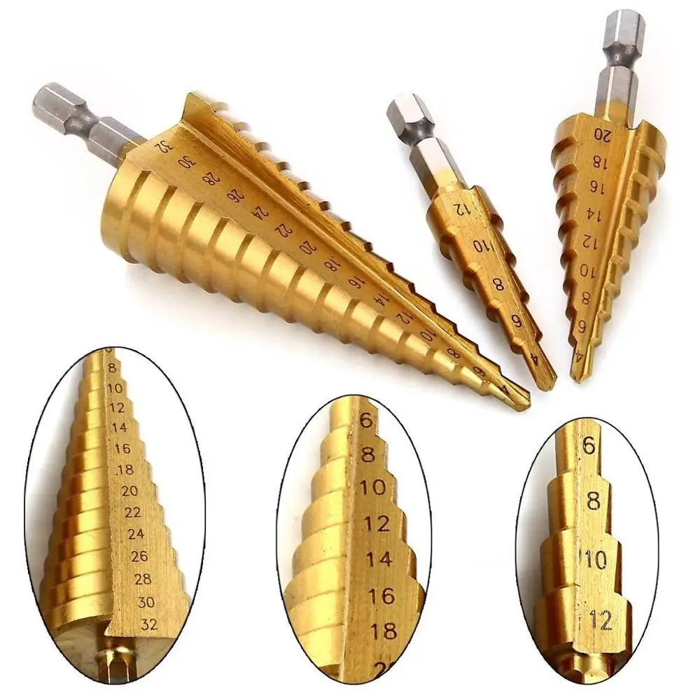 3 шт. Метрическая Спираль Флейта пагода Форма дыра резак 4-12/20/32mm HSS Сталь конус