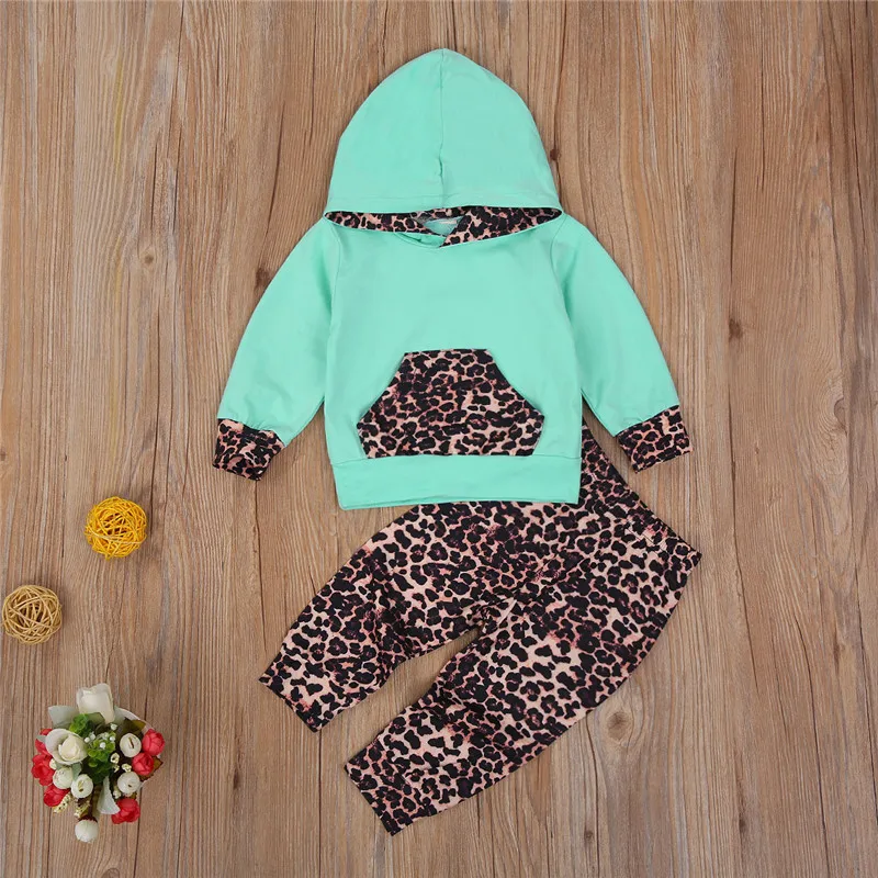 Toddler Baby Girl 2PCS Outfit Sets Long Sleeve Hoodie Pocket Top Shirt Floral Pants Pajamas for Autumn Winter