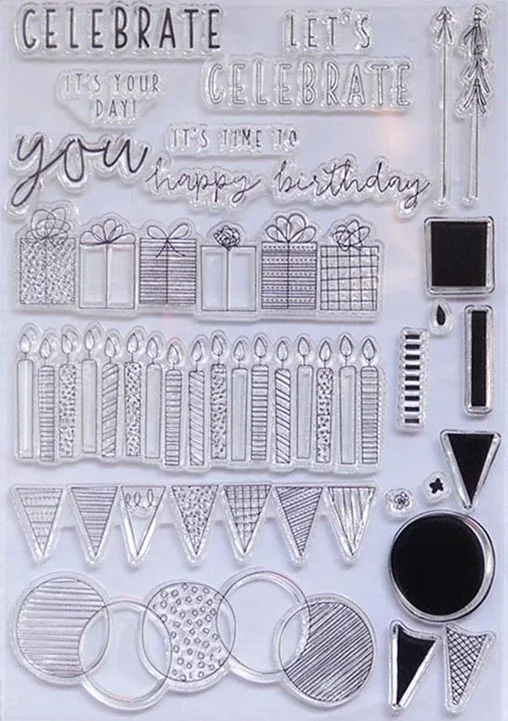 День Рождения вечерние Подарок Прозрачный штампы для скрапбукинга &quotсделай