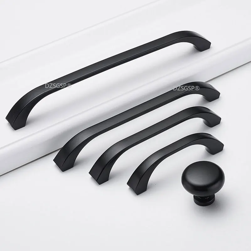Дверная мебельная фурнитура: ручка для кухонного шкафа из цинкового сплава, черная, выдвижная подставка для шкафа, современная ручка для корпуса типа U.