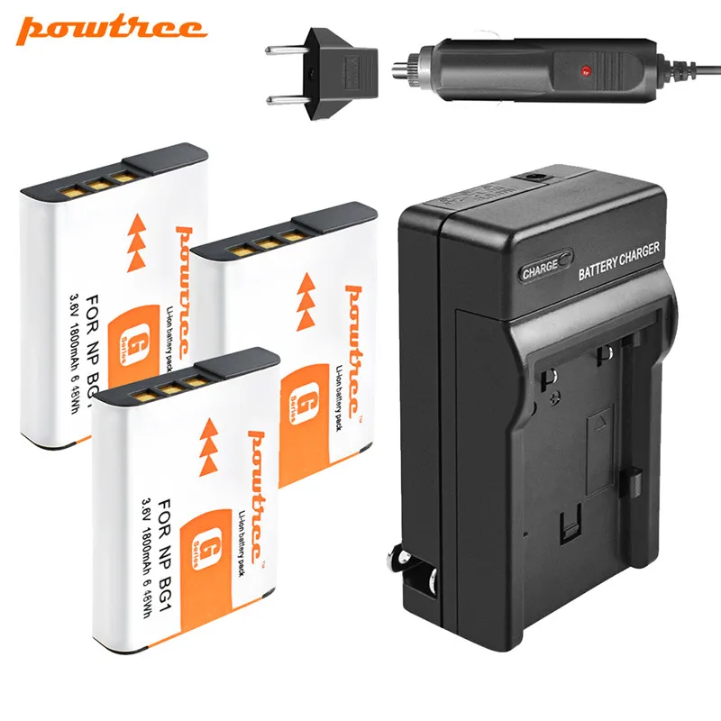 3 Battery Charger POWTREE 3,6 V 1800 мА/ч, NP-BG1 NP BG1 NPBG1 батарея+ Зарядное устройство Перезаряжаемые Камера Batteria для sony детали sony Cyber-shot DSC-H3 DSC-H7 DSC-H9 - Цвет: 3 Battery Charger