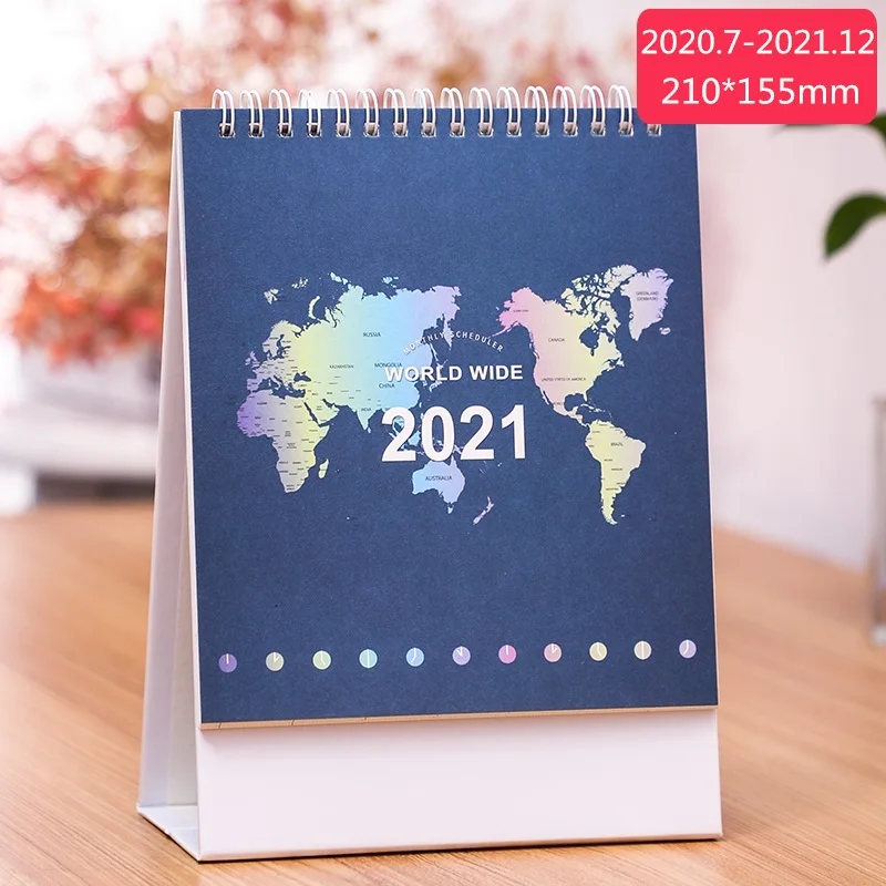 

2021 Creative Simple Desk Calendar DIY World Map Calendars Daily Monthly Schedule Planner 2020.07-2021.12