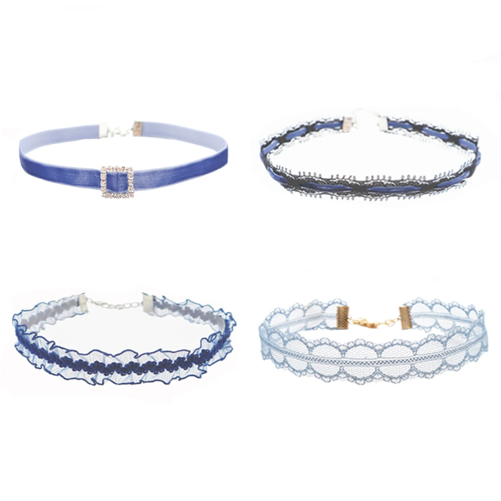 

Sweet Blue Lace Choker Necklace Blue Rope Chain Choker Collar Small Star Pendant Choker Lace Chokers Fashion Women Necklaces