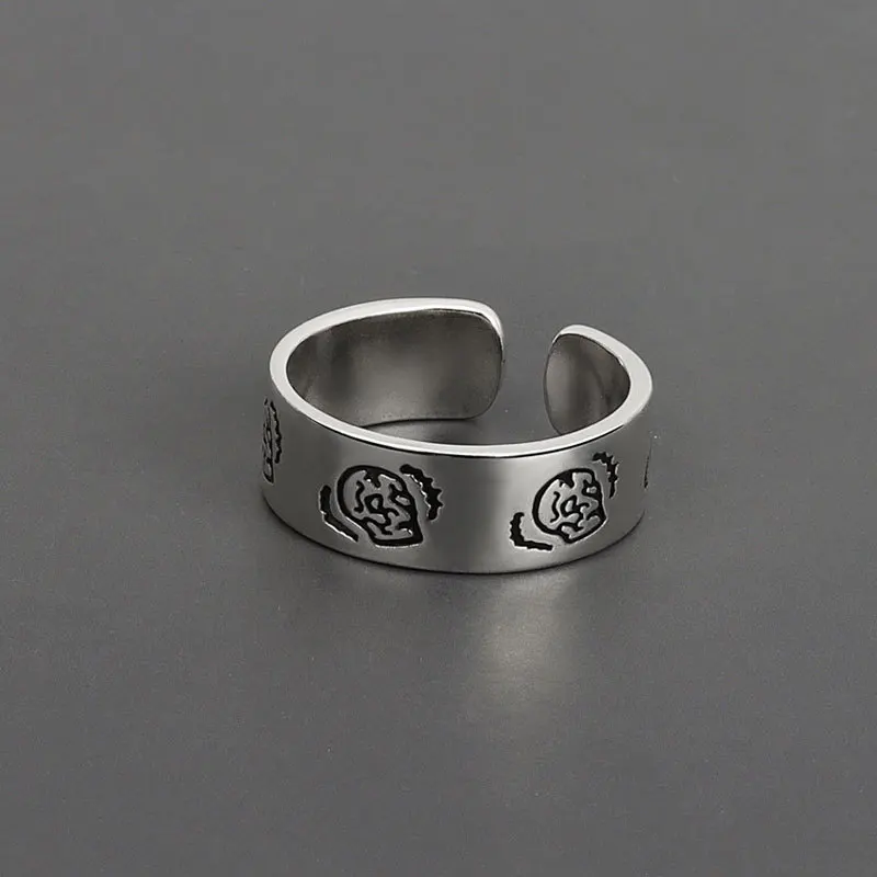 

Japanese and Korean Version of Cartoon Skull Retro Ring INS Minimalist Wide-faced Hipster Index Finger Ring for Women