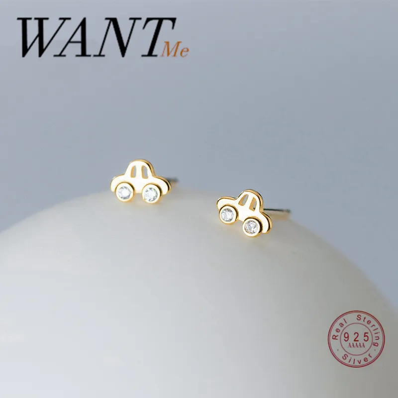 Женские серьги гвоздики WANTME из серебра 925 пробы с цирконом|Серьги-гвоздики| |