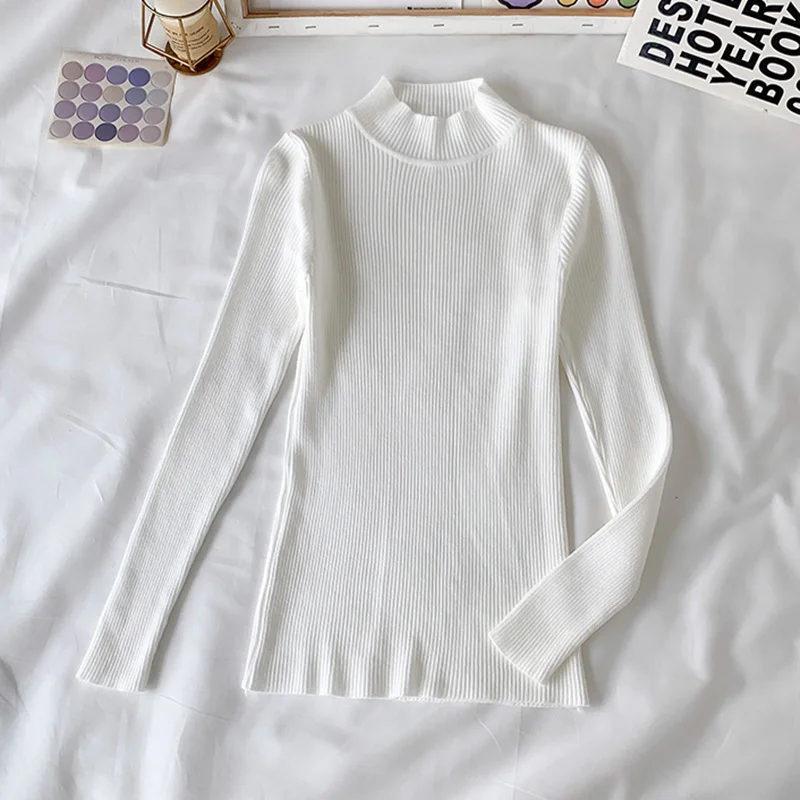 

Осень-зима 2021, свитер, женские пуловеры с длинным рукавом и высоким воротником, вязаный свитер, шикарная Женская одежда, Женские повседневны...