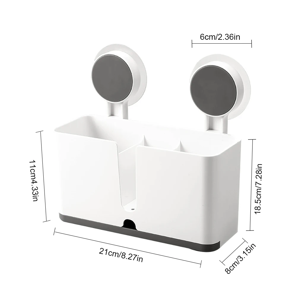 

Chopsticks Holder Sucker Type Multi-functional Wall-mounted Kitchen Utensils Holder With Draining Rack Plastic Storage Box