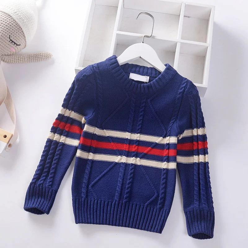 Детская одежда теплые хлопковые пуловеры для маленьких мальчиков свитера с