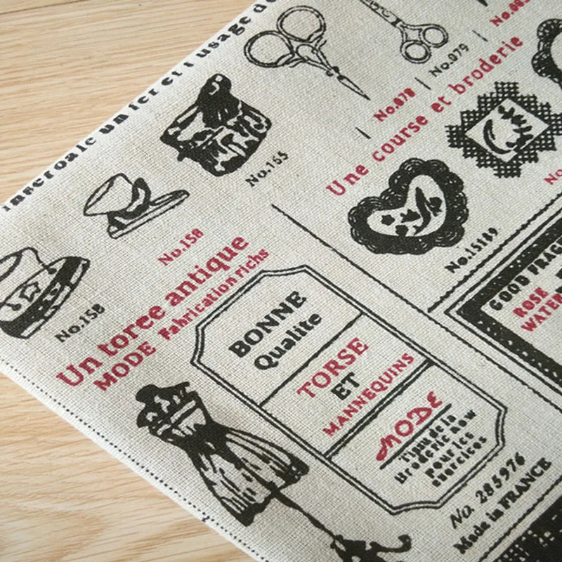 Ткань из хлопка и льна с принтом в стиле ретро ткань пэчворк текстильный материал