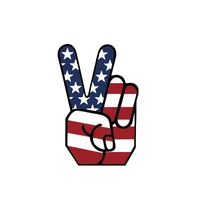 personalized car stickers american usa flag peace victory gesture decal car sticker pvc 12x8cm