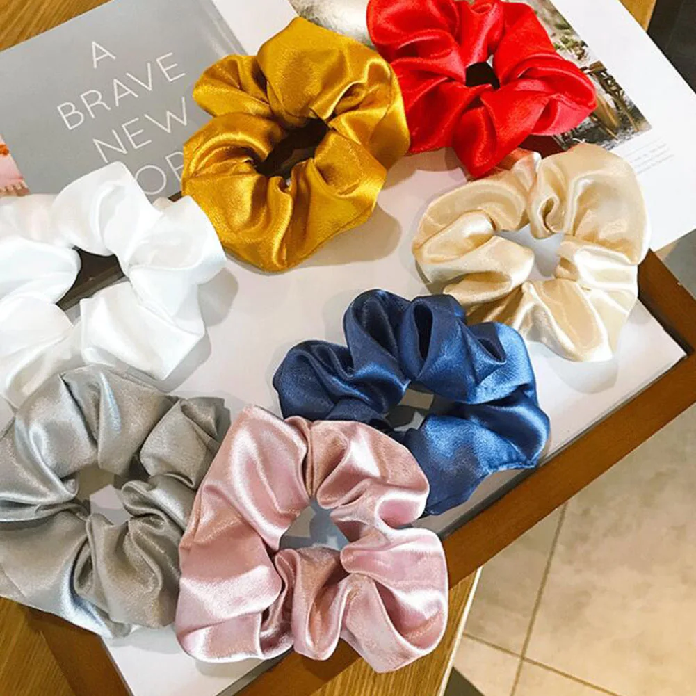 

2021 Women Luster Scrunchie Elastic Handmade Multicolor Hair Band Ponytail Holder Headband Hair Accessories