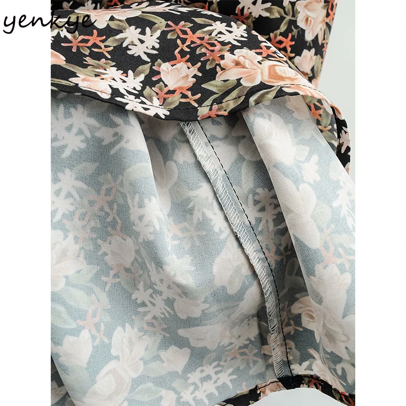 

Vintage Floral Print Women Dress O Neck Long Sleeve Elastic Waist A-line Long Dress New Spring Casual Vestido Plus Size