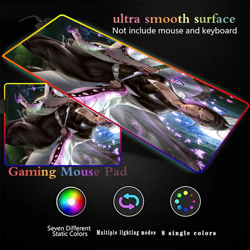 

Kimetsu No Yaiba Anime Gaming RGB Large Mouse Pad Big Mouse Mat Computer Mousepad Led Backlight Mause Pad Keyboard Desk Mat