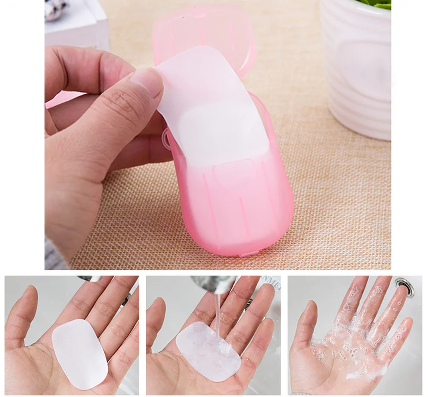

1Box Rose Travel Soap Paper Washing Hand Bath Clean Scented Slice Sheets 20pcs Disposable Boxe Soap Portable Mini Paper Soap