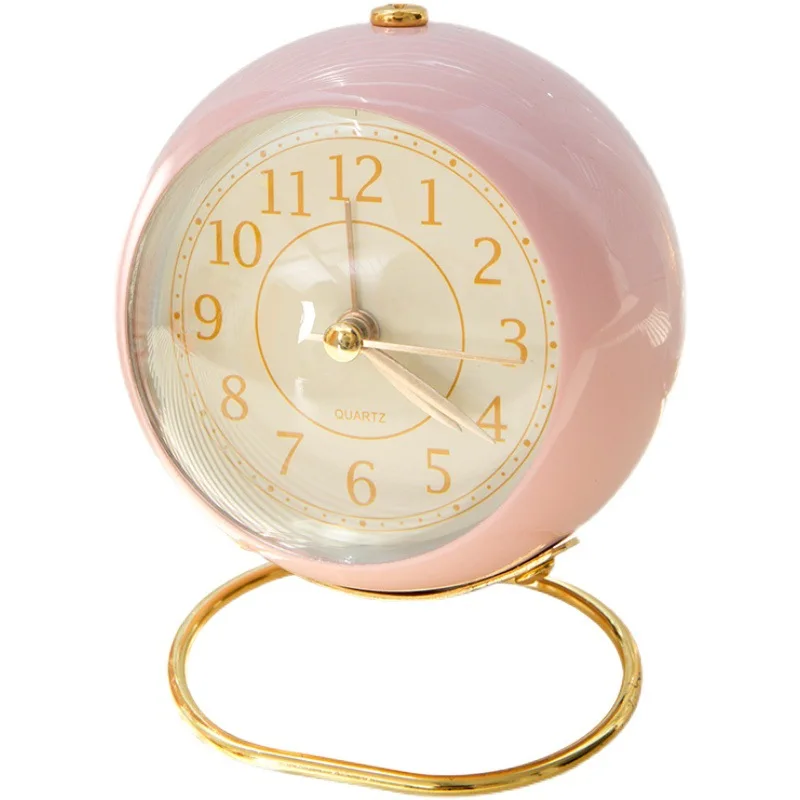 Simple Ins Small Alarm Clock Retro Nordic Style Ornaments Student Dormitory Get up Artifact Silent Night Light Red Net | Дом и сад