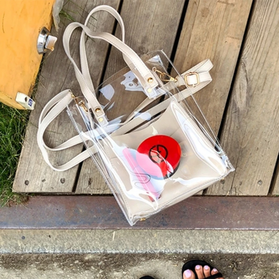 

PVC Transparent Women Handbag Solid Plastic Shoulder Bag Large Capacity Jelly Armpit Bags Fahion Composite Bags Casual Purse