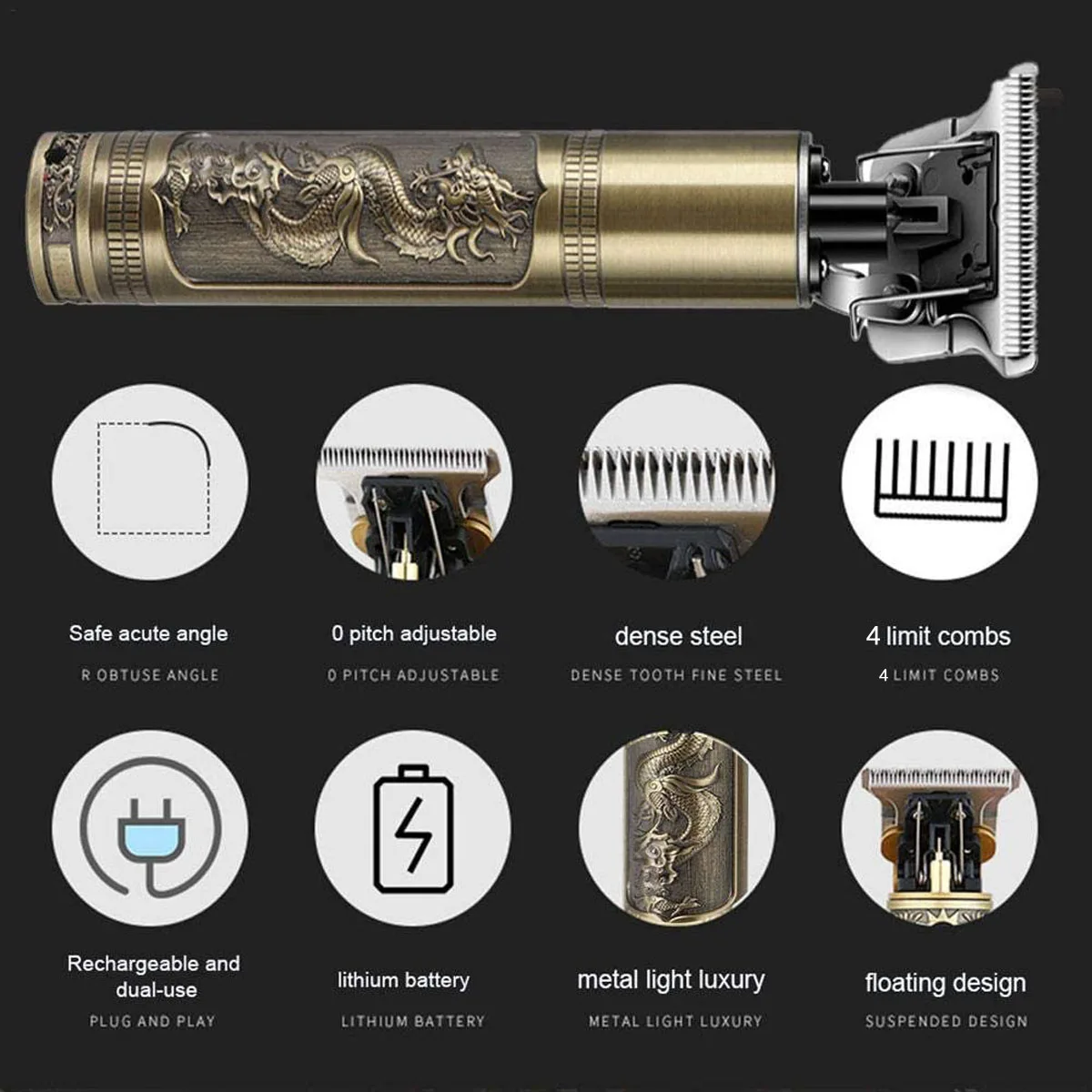 

Cordless Close-cutting Digital Hair Trimmer men Rechargeable Electric Hair Clipper barbershop 0mm t-blade baldheaded outliner