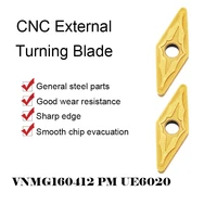 10pcs vnmg160412 pm ue6020 external turning tool cnc milling cutter carbide insert vnmg 160408 blade lathe tool steel processing