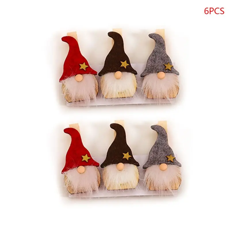 

6 шт., деревянные зажимы в виде гнома