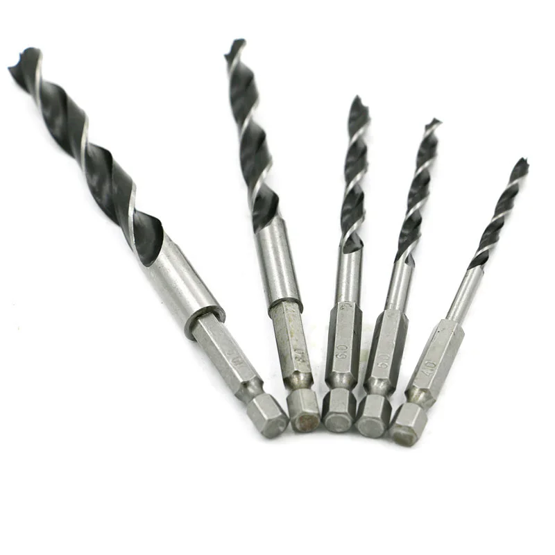 

5pcs 1/4" Hex Shank Wood HCS Drill Bit Set Quick Change Metal Tools 4/5/6/8/10mm
