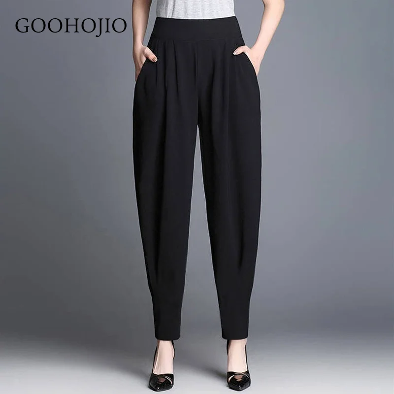 

GOOHOJIO 2021 New Spring and Autumn Casual Suit Pants Women Women Bloomers Trousers High Waist Oversized Harem Pants for Women
