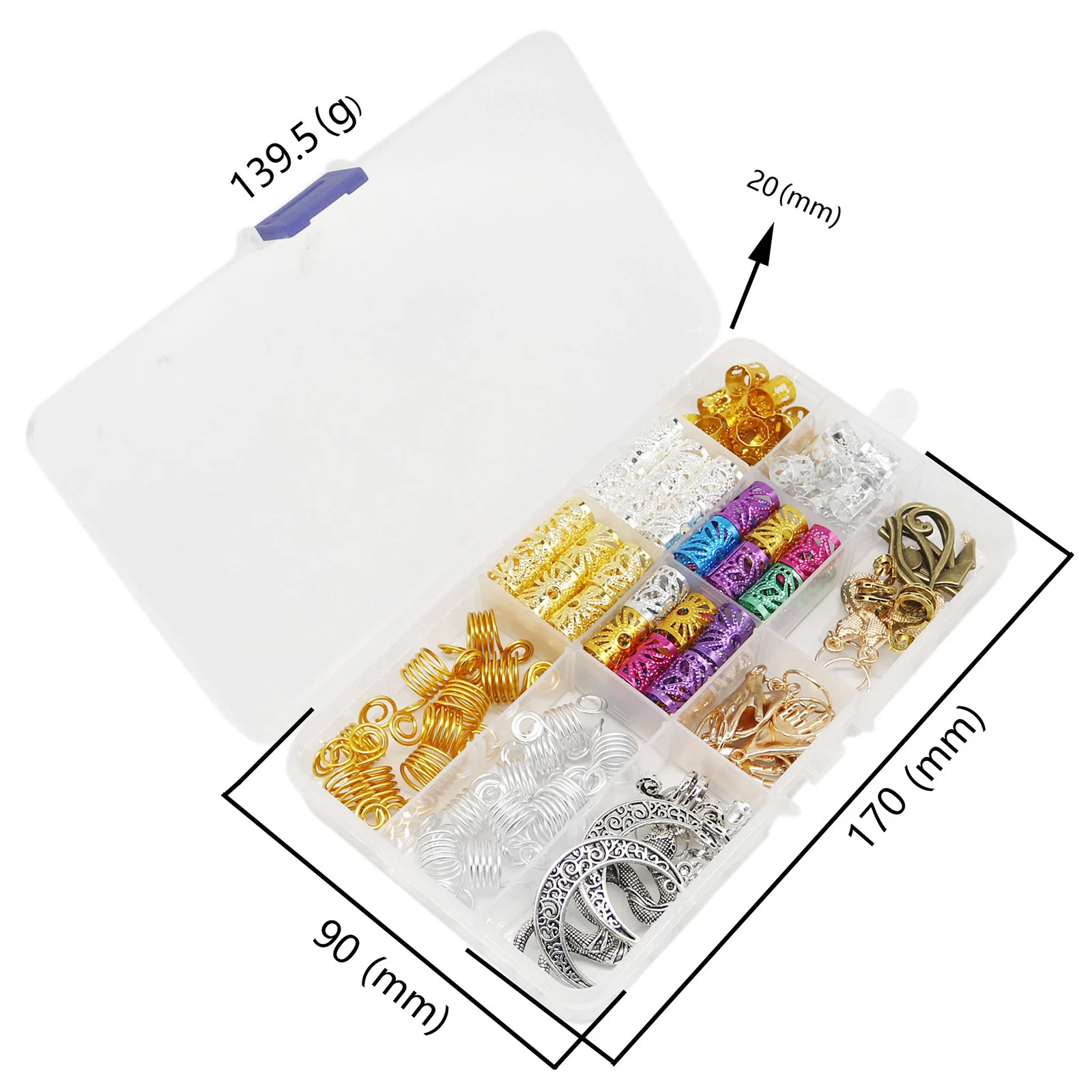 

111Pcs/Set Colors Mixed Hair Braid Cuff Clips Tubes Jewelry Decoration