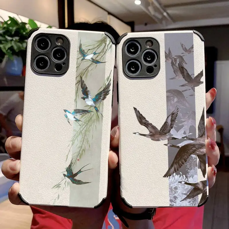 

Rose flowers art Phone Case Lambskin Leather For iphone 12 11 8 7 6 XR X XS PLUS MINI PLUS PRO MAX Shockproof