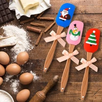 silicone butter cream spatula cream mixing scraper with wooden handle for christmas decoration baking gifts