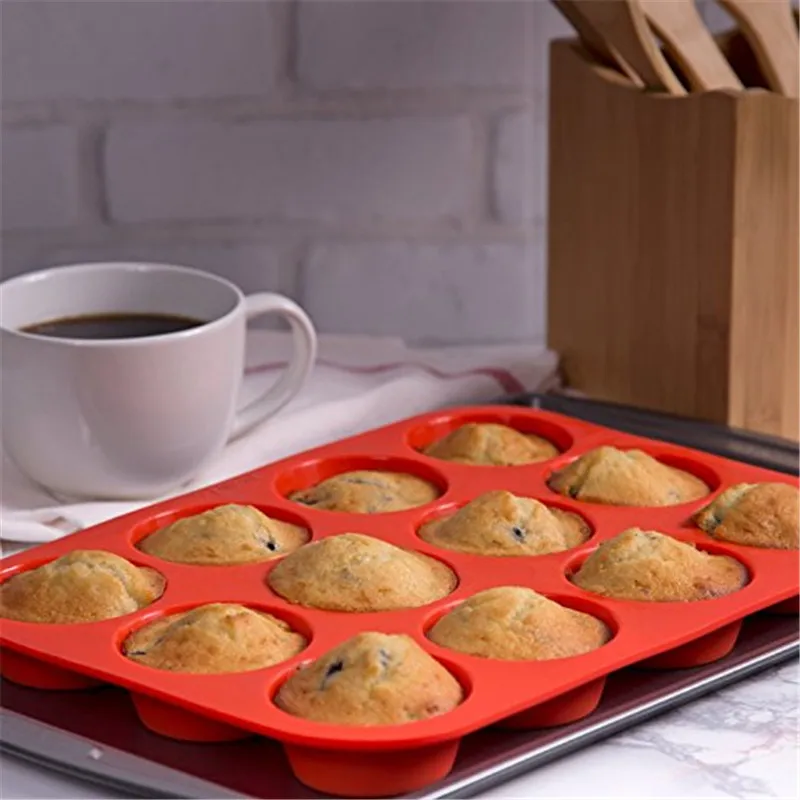 

12 Cavity Silicone Cake Mold Muffin Cup Cake Bakeware Fondant Cupcake Muffin Mold Cookies Muffin Chocolate Mould Baking Tools