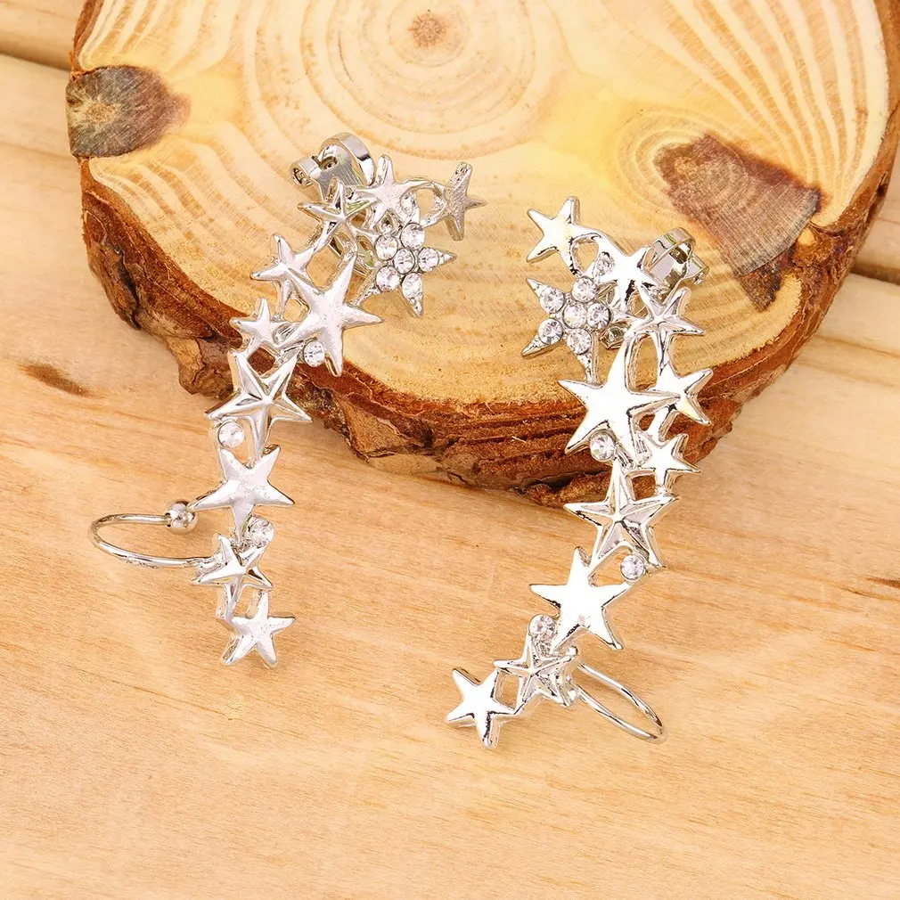 1 пара модных звездочек клипсы для ушей Кафф серьги без пирса свадебные