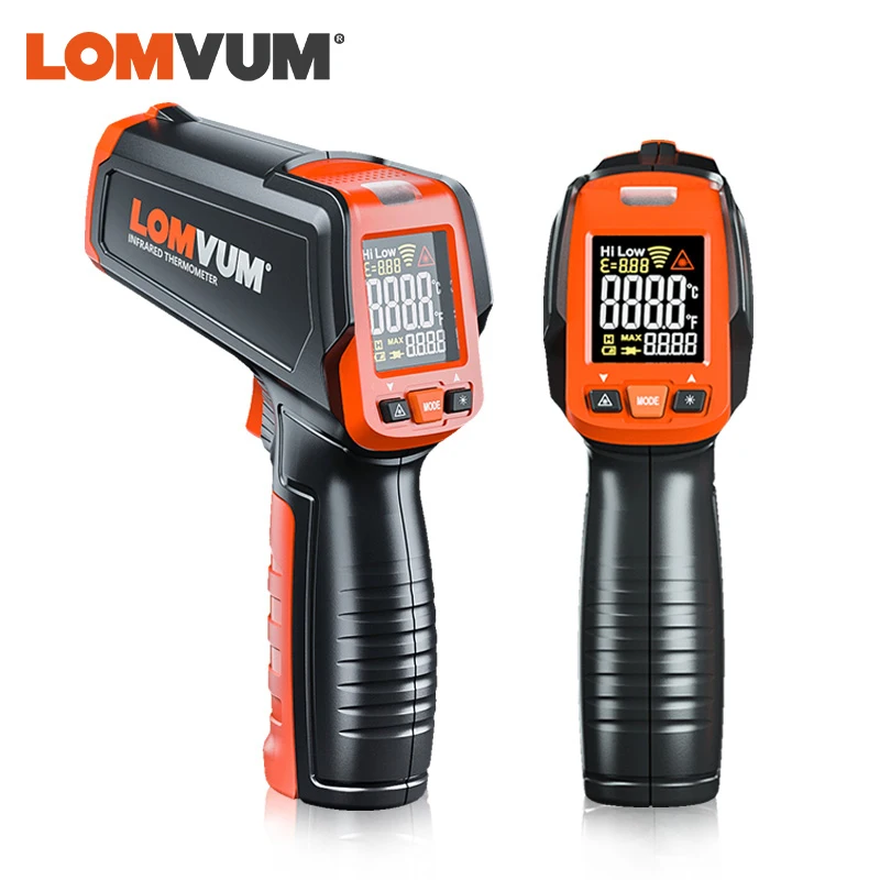 LOMVUM dijital kızılötesi termometre sigara İletişim ısı tabancası lazer el IR sıcaklık tabancası renkli LCD ekran 50-580C Alarm