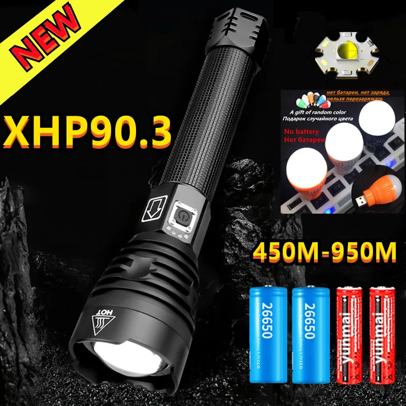 

9500000 LM XHP90.3 Most Powerful LED Flashlight 18650 OR 26650 USB LED Torch XHP50 XHP70 Lantern 18650 Hunting Lamp Hand Light