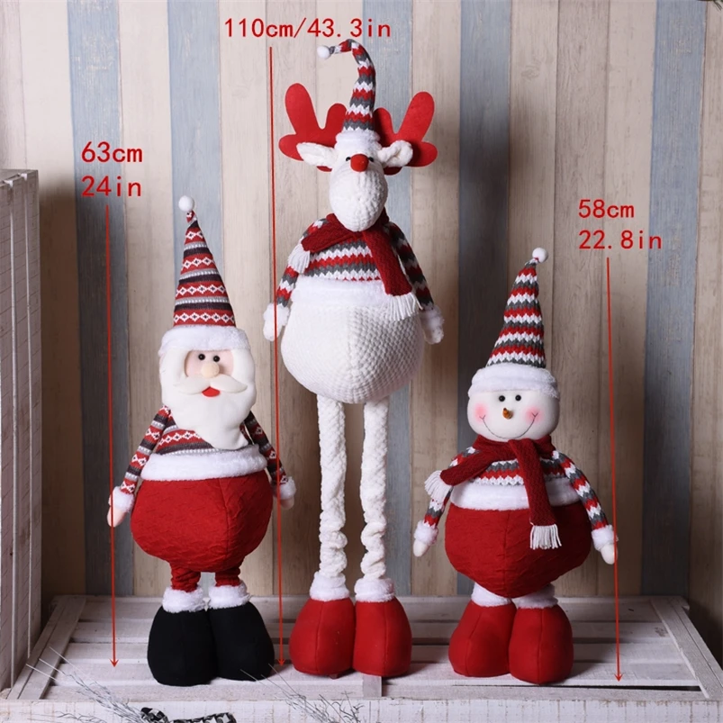 110 см выдвижной Санта-Клаус снеговик лося куклы Merry Christmas Новогодние рождественские украшения для подарков для дома