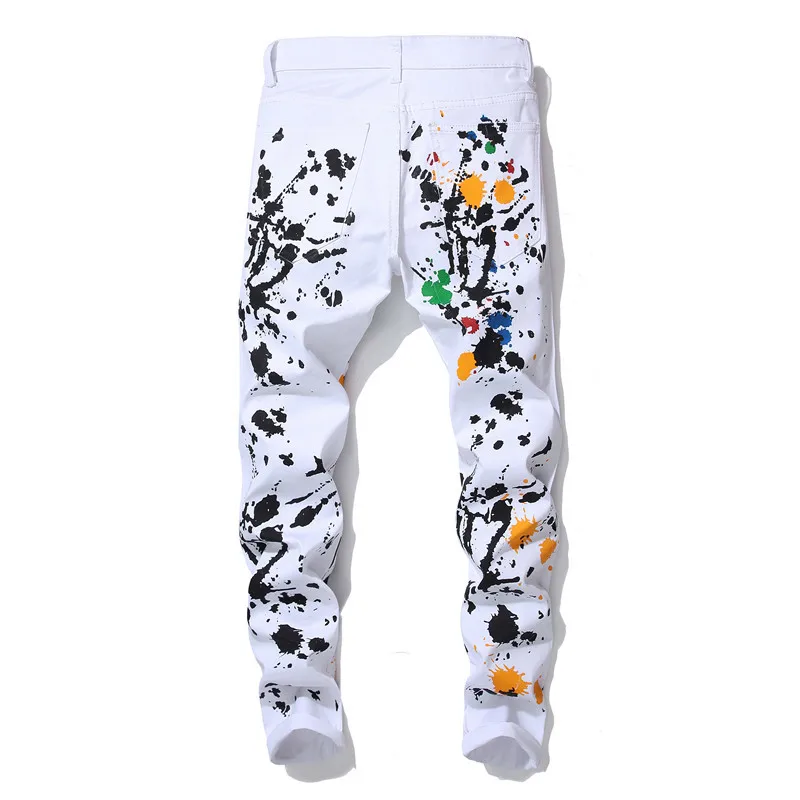 Модные джинсы для мужчин джинсовые тонкие повседневные белые ковбойские брюки с